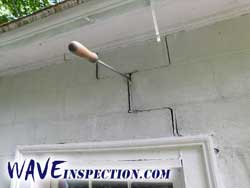 Significant diagonal foundation crack. WAVE Home Inspector MA